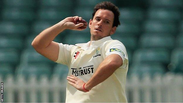 Jim Allenby bowling for Glamorgan