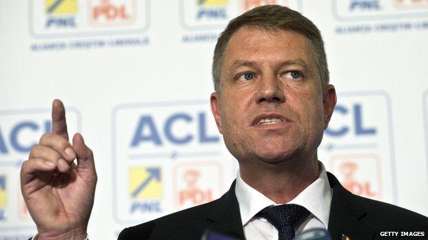 Romanian President-elect Klaus Iohannis addresses a news conference.