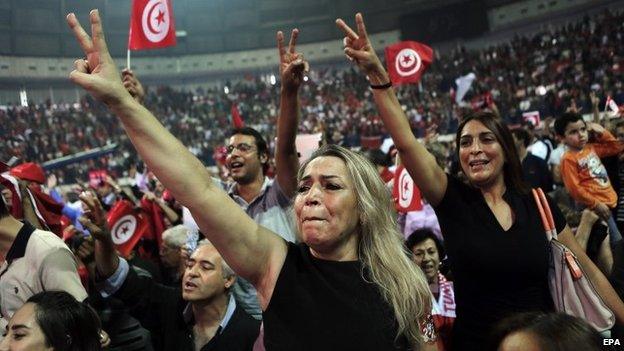 Supporters of Nidaa Tounes at a rally