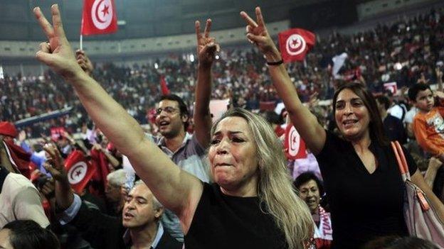 Supporters of Nidaa Tounes at a rally