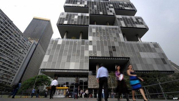 Facade of Petrobras in Rio de Janeiro. November 2014