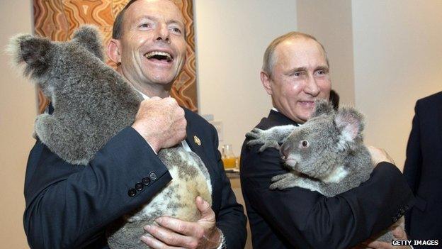 Tony Abbott and Vladimir Putin