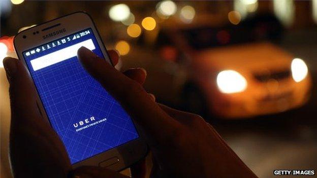 Uber app on smartphone