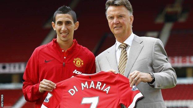 Angel Di Maria with Manchester United boss Louis van Gaal