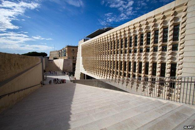 The new parliament building in Valletta