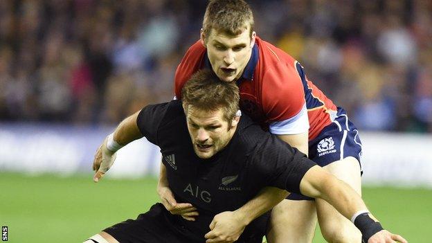 Mark Bennett in action for Scotland