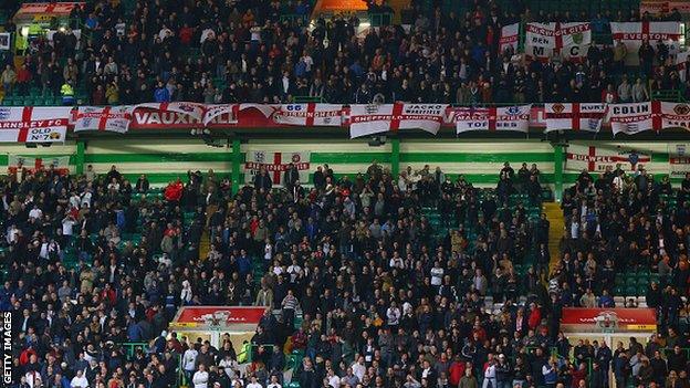 England fans, against Scotland at Celtic Park