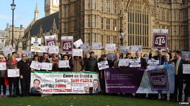 Campaigners outside parliament