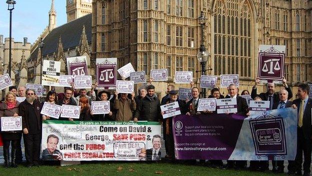 Campaigners outside parliament