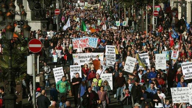 March in O'Connell Street in Dublin