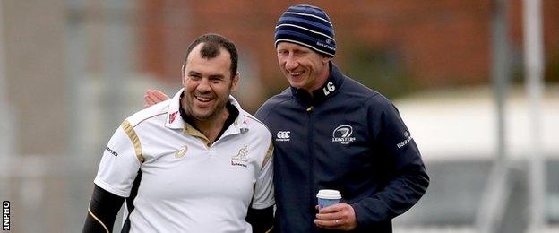 Australia coach Michael Cheika with his former Leinster player Leo Cullen