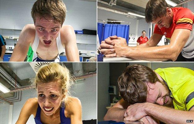 Candidates in various stages of pain during testing