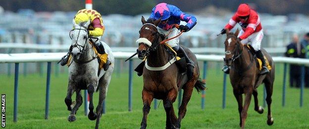 The leaders of the 2013 Betfair Chase