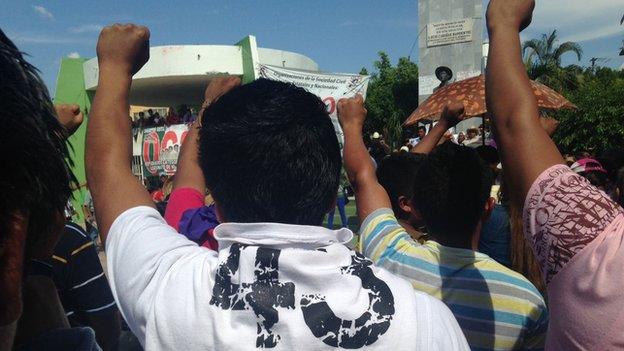 A protest rally in Mexico on behalf of the 43 missing students