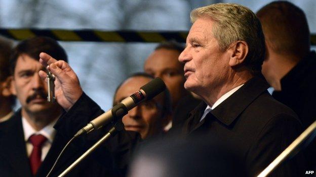 President Joachim Gauck at a ceremony marking the Velvet Revolution on 17 Nov