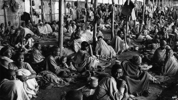 Famine refugees at a camp in Koram (1984)