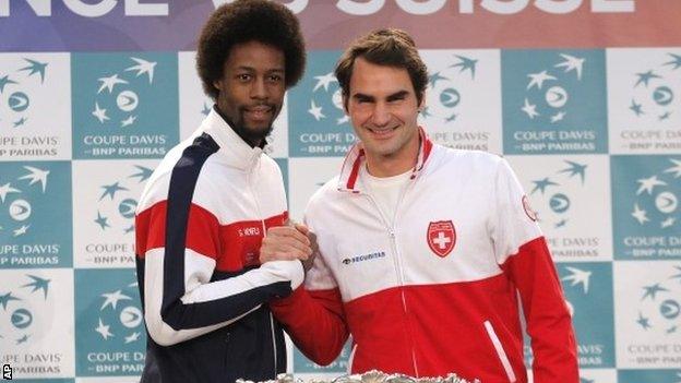 Gael Monfils and Roger Federer