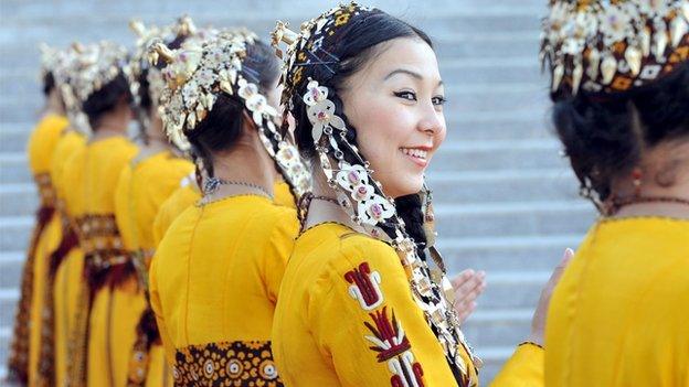 Turkmen dancers mark the opening of the annual oil and gas conference in the Turkmen capital Ashgabat - this is a file picture from the 2010 conference on November 17, 2010.