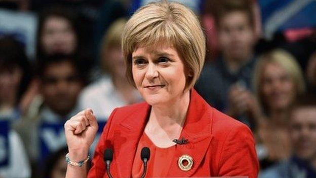 Nicola Sturgeon speaking at rally during the independence referendum campaign