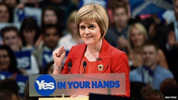 Nicola Sturgeon speaking at rally during the independence referendum campaign