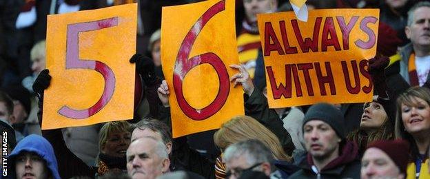 Memorial to victims of the Bradford City fire at the 2013 League Cup final