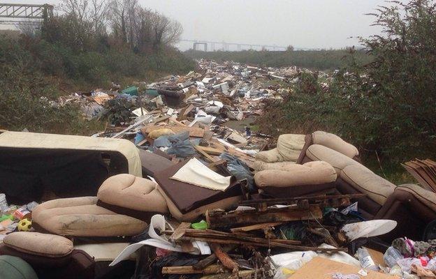 Fly tipping site in Purfleet