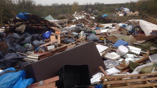 Fly tipping site in Purfleet