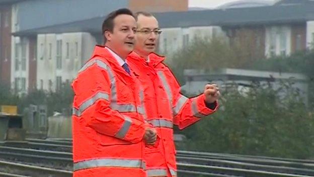 David Cameron and Mark Langman, route managing director for Network Rail Wales