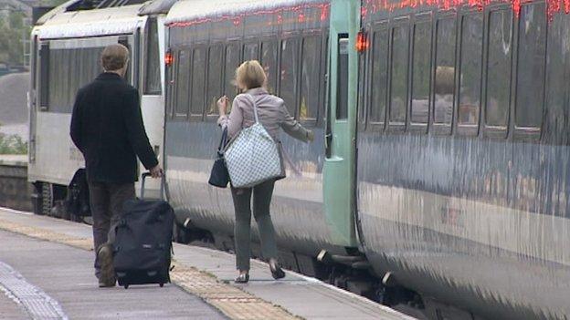 Commuters catch Abellio Great Anglia train in Norwich