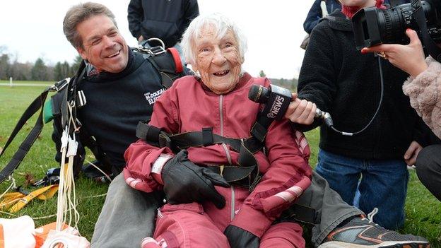 Lady skydiving