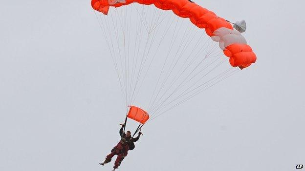 Lady skydiving