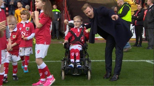 Oskar Pycroft, leading out Bristol City on 22nd Nov 2014