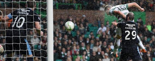 Celtic striker Anthony Stokes scores against Dundee