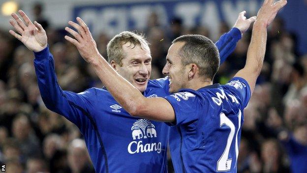 Tony Hibbert and Leon Osman