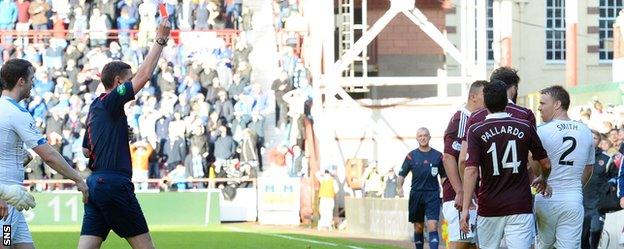 Rangers defender Steven Smith is sent off against Hearts