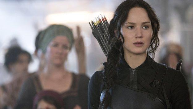 Jennifer Lawrence as Katniss Everdeen in Hunger Games: Mockingjay - Part 1