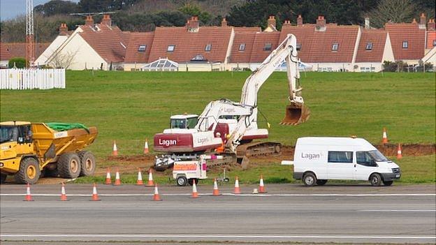 Contaminated soil being removed from Guernsey Airport airfield