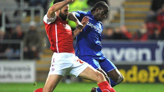 Birmingham City striker Clayton Donaldson scores his sixth goal of the season in the 1-0 win at Rotherham