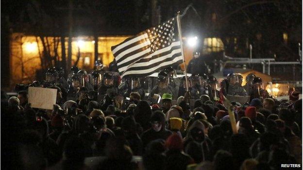 Protesters in Ferguson, 24 November 2014