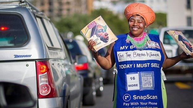 Big Issue seller in Cape Town