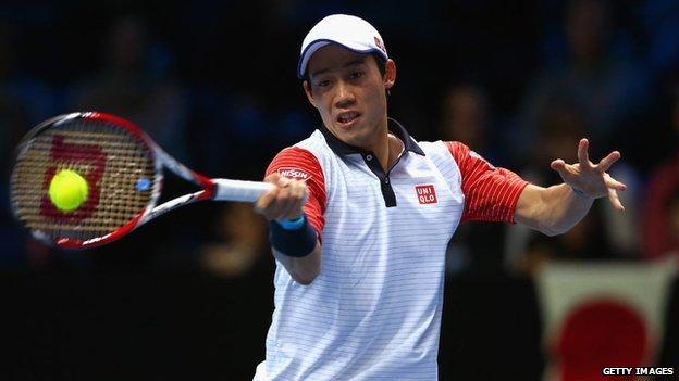 Kei Nishikori playing in the ATP World Finals