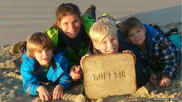 Friederike Wegert with the Tjipetir block found at Borkum