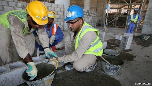 Construction workers in Qatar