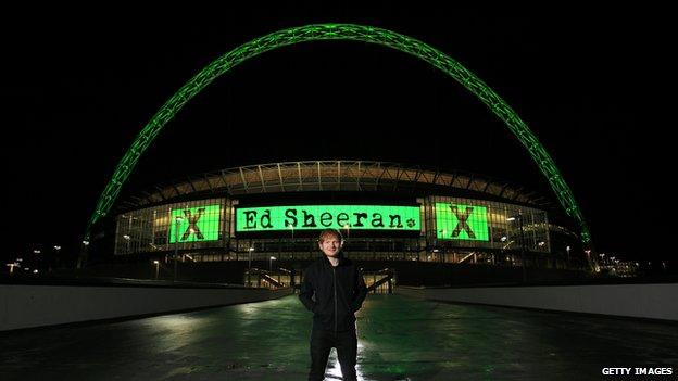 Ed Sheeran outside Wembley Stadium