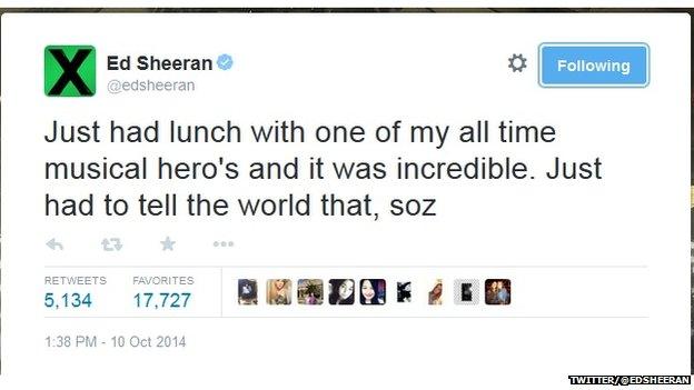 Ed Sheeran's tweet