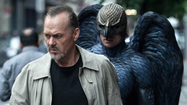 Michael Keaton and friend in Birdman