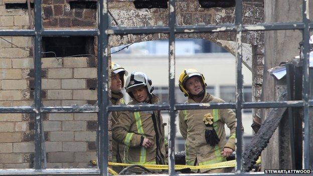 Firefighters inspecting the Art School