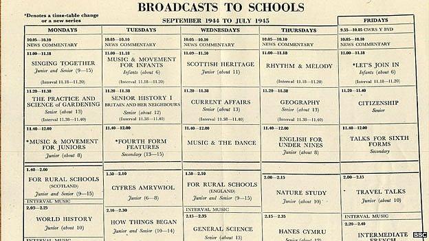 Broadcast to schools timetable