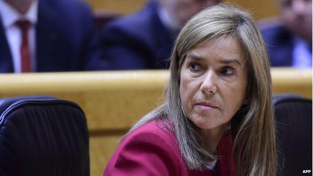 A file picture taken on October 14, 2014 shows Spain's Minister of Health, Social Services and Equality Ana Mato