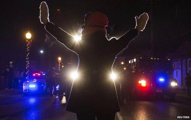 Protester in Ferguson